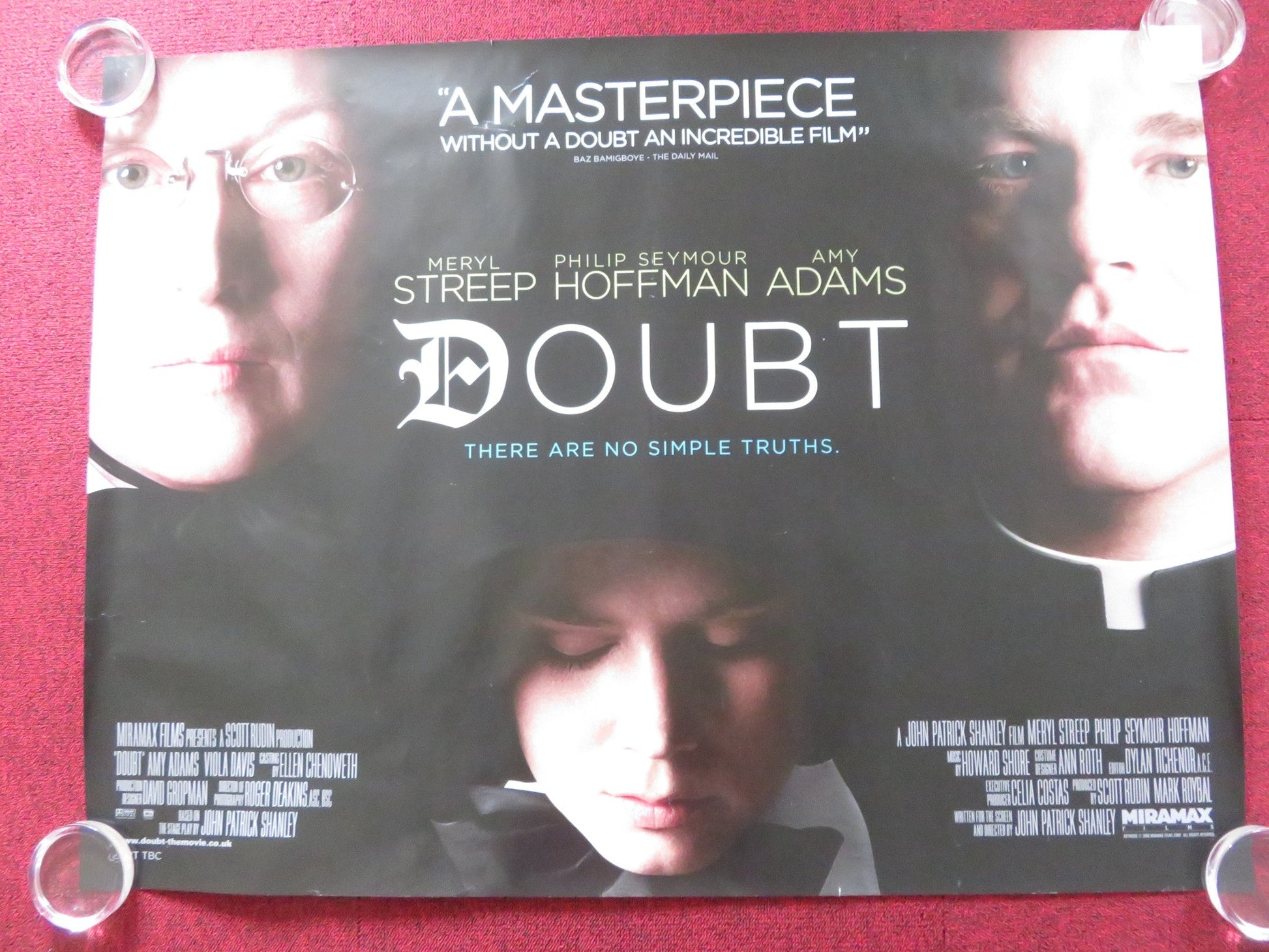 DOUBT UK QUAD ROLLED POSTER PHILIP SEYMOUR HOFFMAN MERYL STREEP 2008 Rendezvous Cinema Movie posters