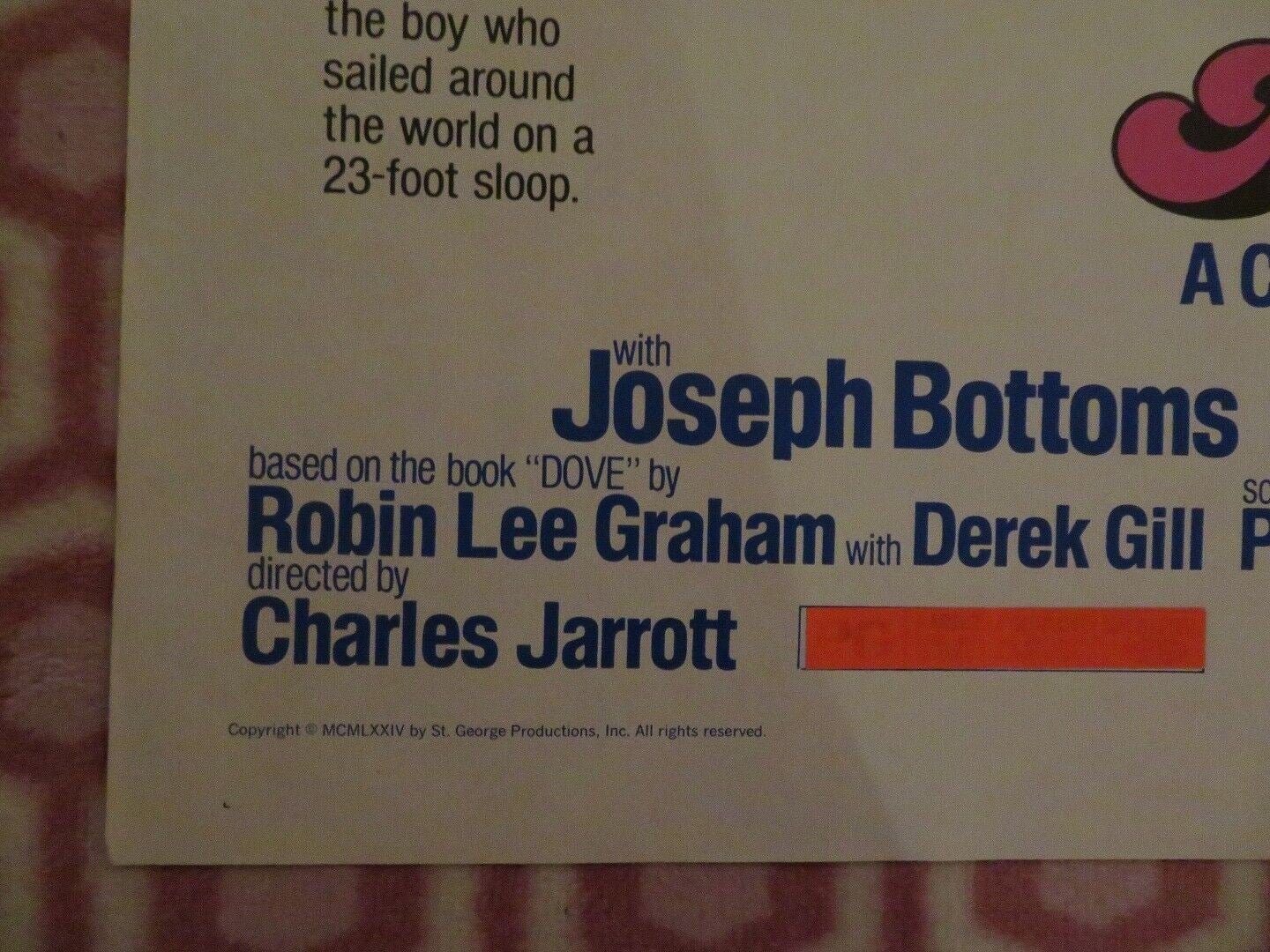 DOVE FOLDED US ONE SHEET POSTER J. BOTTOMS DEBORAH RAFFIN 1974 Movie posters