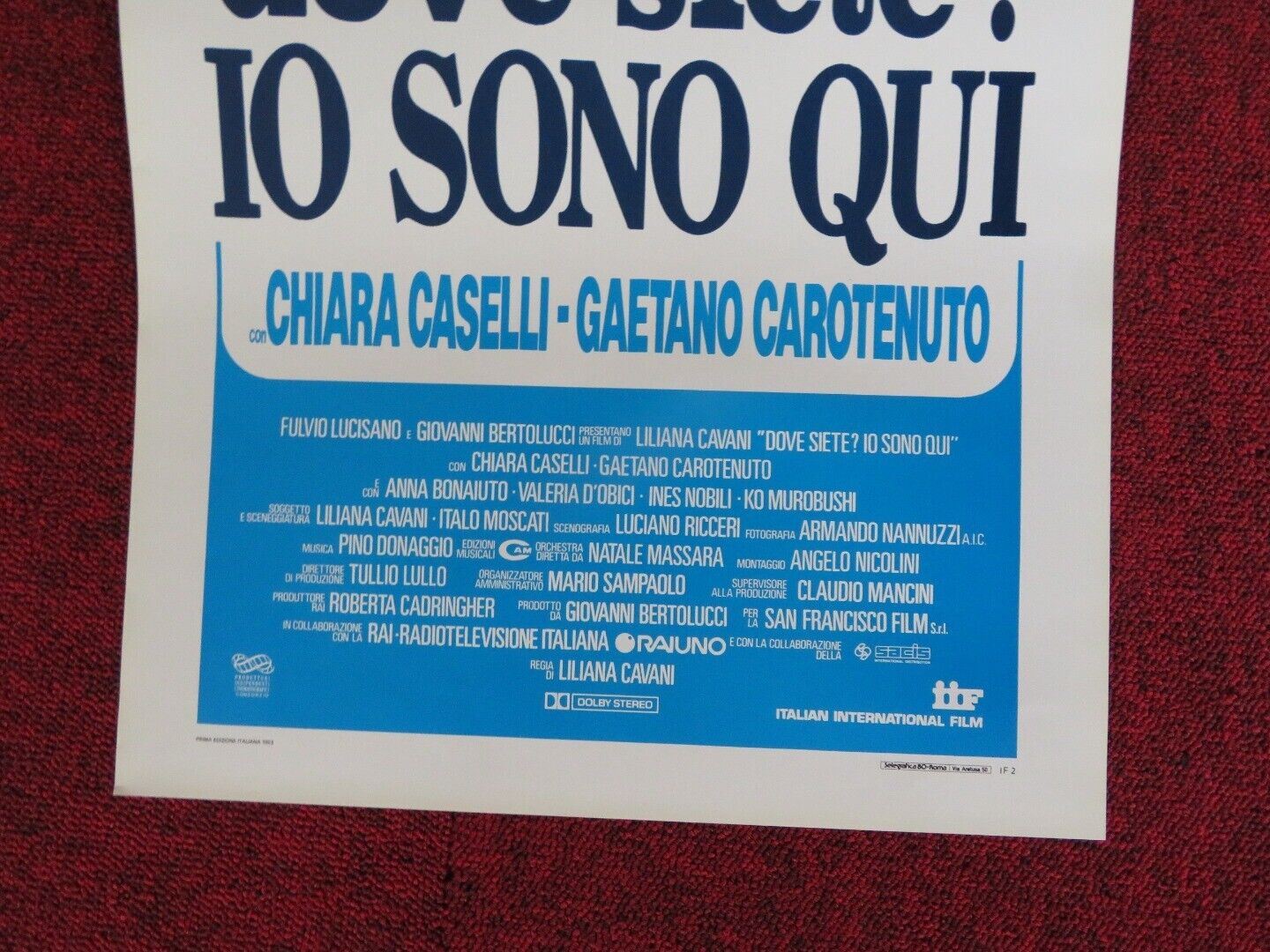 DOVE SIETE? IO SONO QUI ITALIAN LOCANDINA (27.5"x13") POSTER 1993 Movie posters