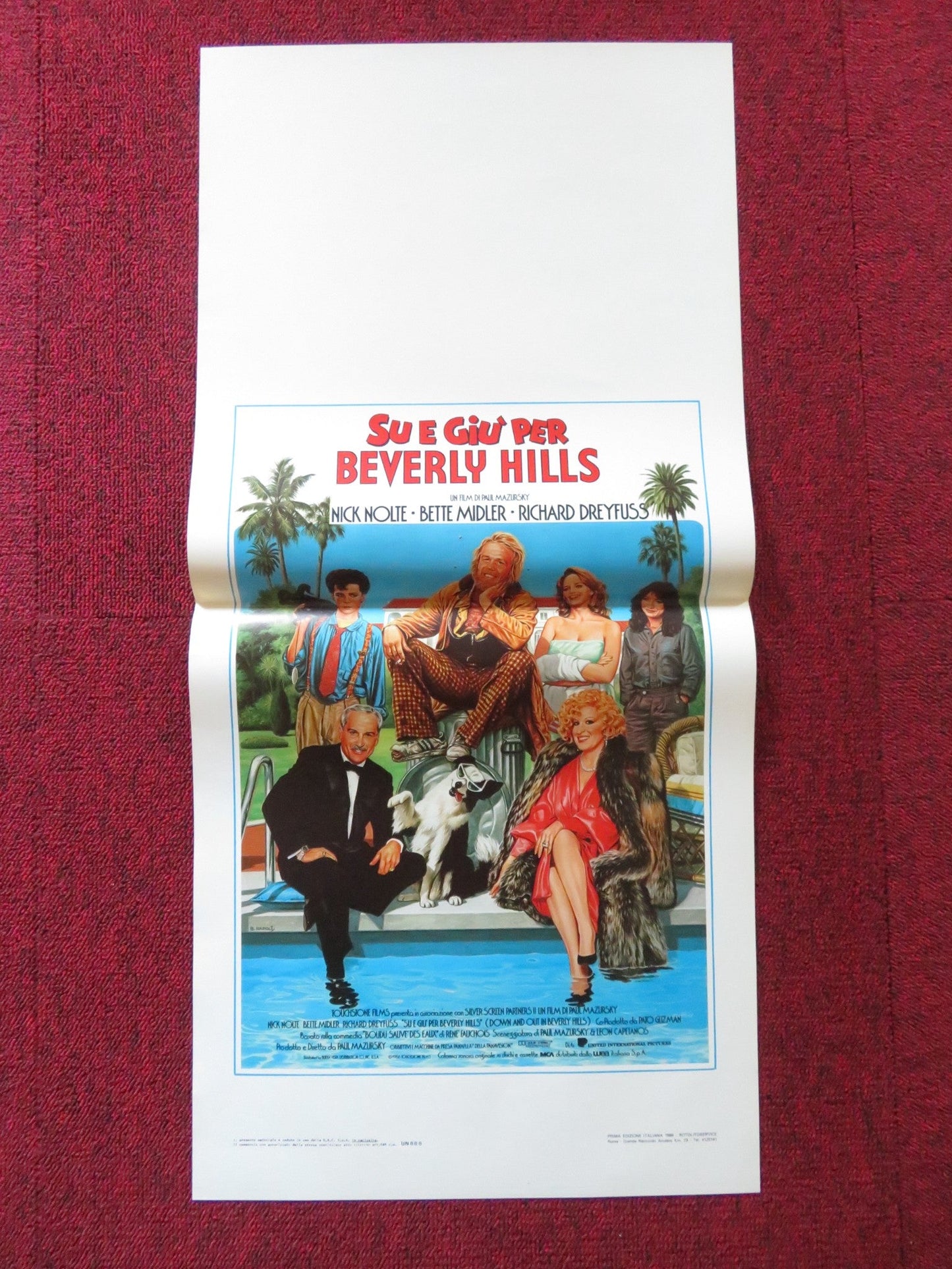 DOWN AND OUT IN BEVERLY HILLS ITALIAN LOCANDINA POSTER NICK NOLTE MIDLER 1986 Rendezvous Cinema Movie posters