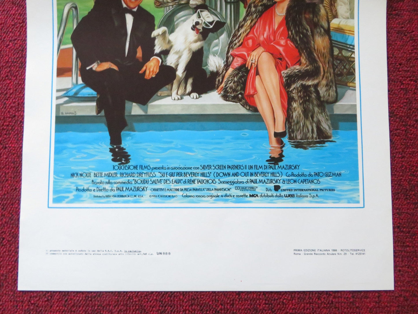 DOWN AND OUT IN BEVERLY HILLS ITALIAN LOCANDINA POSTER NICK NOLTE MIDLER 1986 Rendezvous Cinema Movie posters
