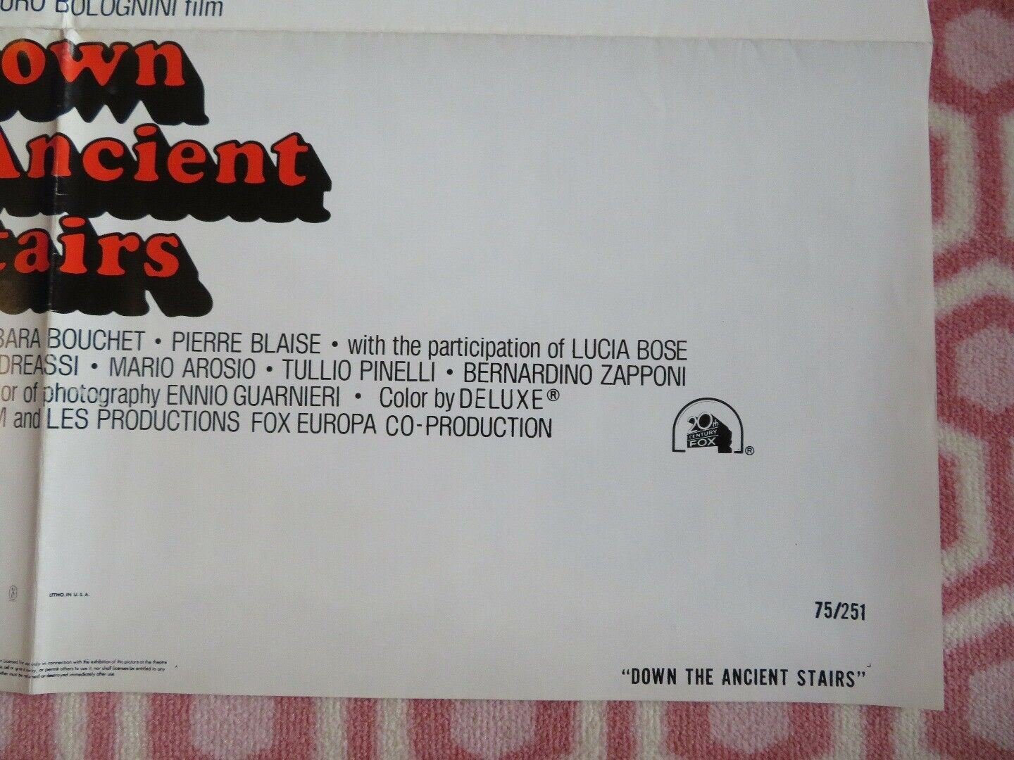 DOWN THE ANCIENT STAIRS US ONE SHEET POSTER MARCELLO MASTROIANNI 1975 Movie posters