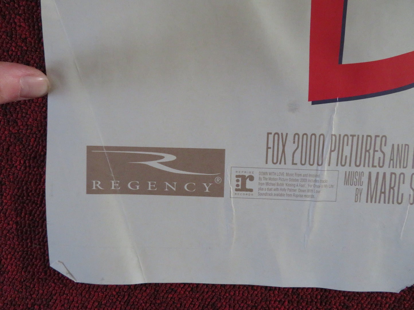 DOWN WITH LOVE UK QUAD (30"x 40") ROLLED POSTER RENEE ZELLWEGER E. MCGREGOR 2003 Rendezvous Cinema Movie posters