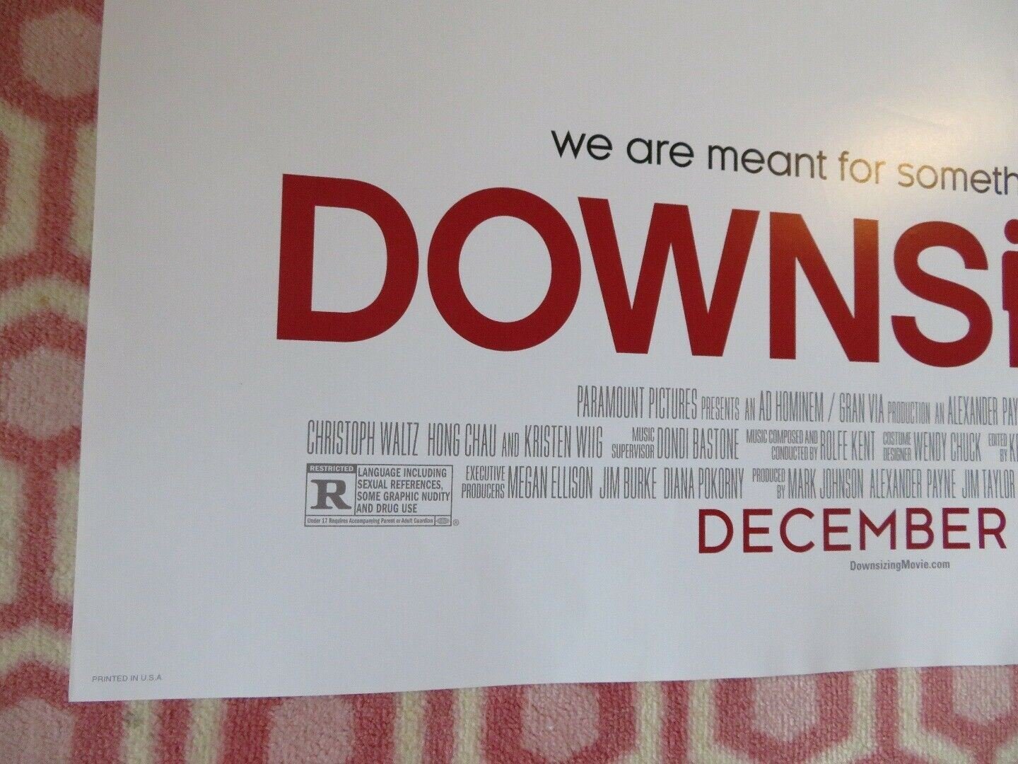 DOWNSIZING US ONE SHEET ROLLED POSTER MATT DAMON 2017 Movie posters