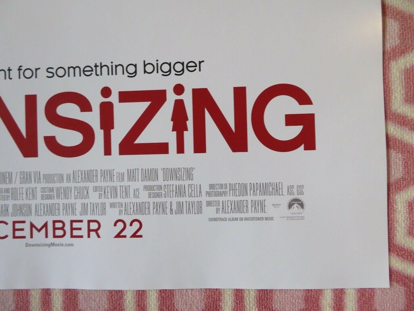 DOWNSIZING US ONE SHEET ROLLED POSTER MATT DAMON 2017 Movie posters
