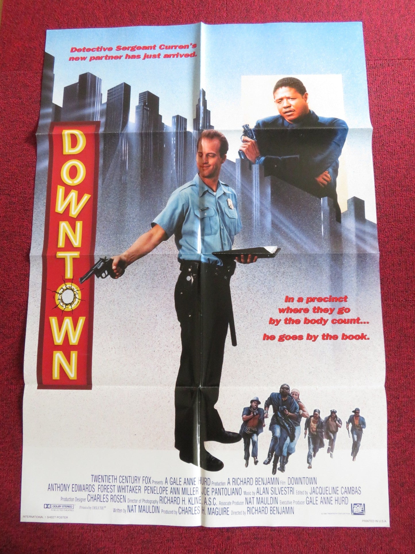 DOWNTOWN FOLDED US ONE SHEET POSTER ANTHONY EDWARDS FOREST WHITAKER 1990 Rendezvous Cinema Movie posters