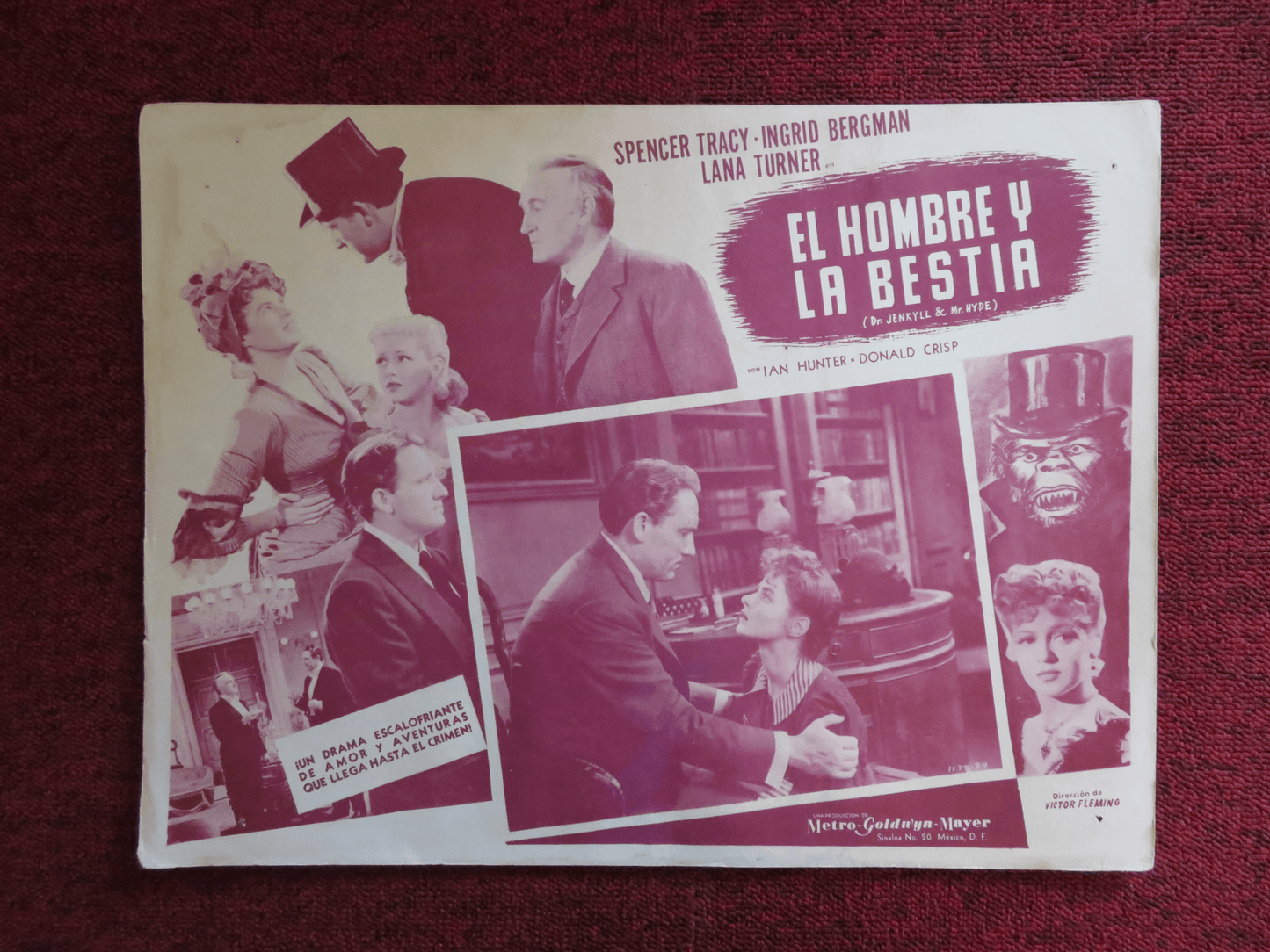 DR. JEKYLL AND MR. HYDE MEXICAN LOBBY CARD SPENCER TRACY INGRID BERGMAN 1941 - Rendezvous Cinema