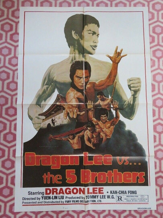 DRAGON LEE VS THE 5 BROTHERS FOLDED US ONE SHEET POSTER 1978 Movie posters