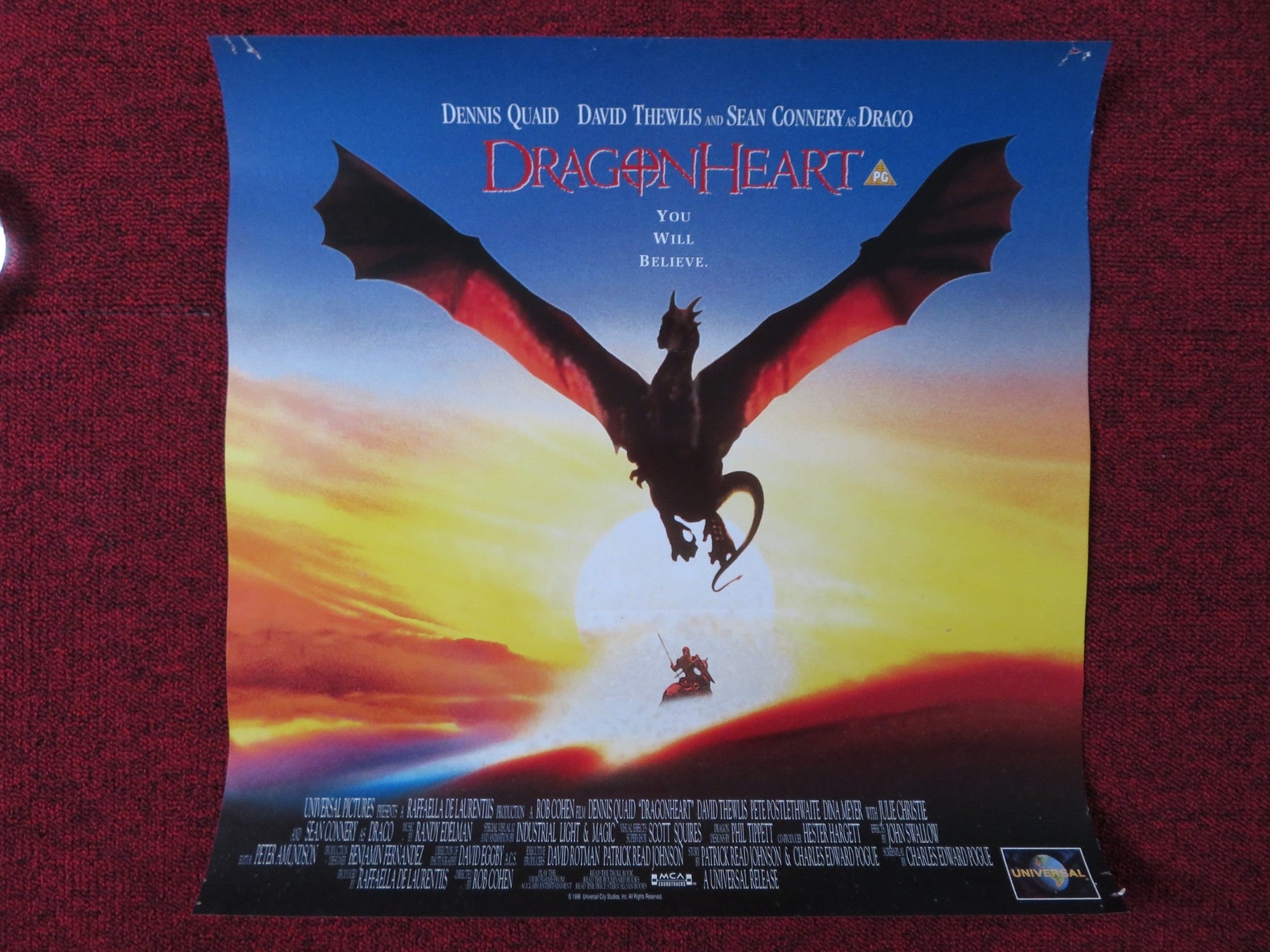 DRAGONHEART VHS VIDEO POSTER DENNIS QUAID DAVID THEWLIS 1996 Rendezvous Cinema Movie posters