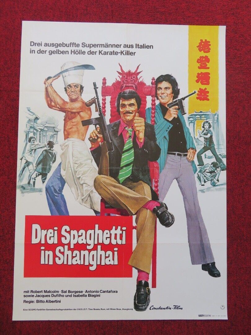 DREI SPAGHETTI IN SHANGHAI GERMAN A1 ROLLED POSTER ROBERT MALCOLM 1973 Movie posters