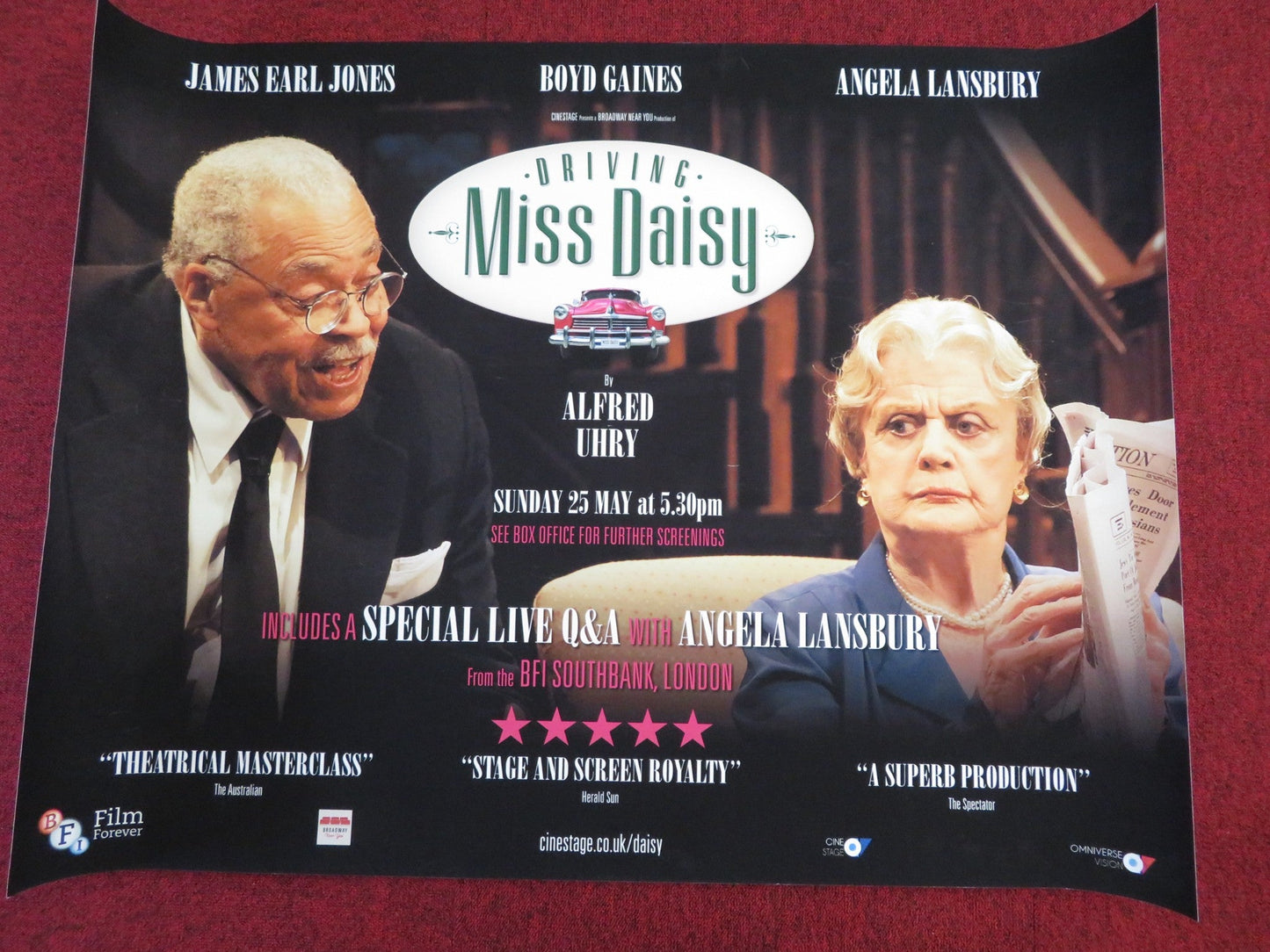 DRIVING MISS DAISY LIVE PLAY UK QUAD (30"x 40") ROLLED POSTER J.E JONES 2014 Rendezvous Cinema Movie posters