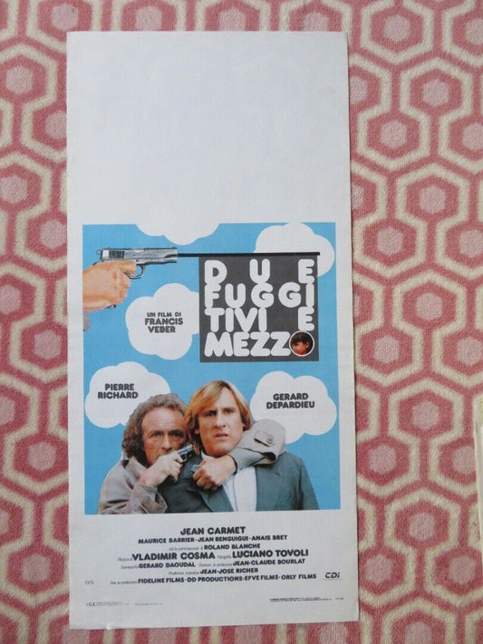DUE FUGGI TIVI E MEZZ ITALIAN LOCANDINA (27.5"x13") POSTER PIERRE RICHARD 1988 Movie posters
