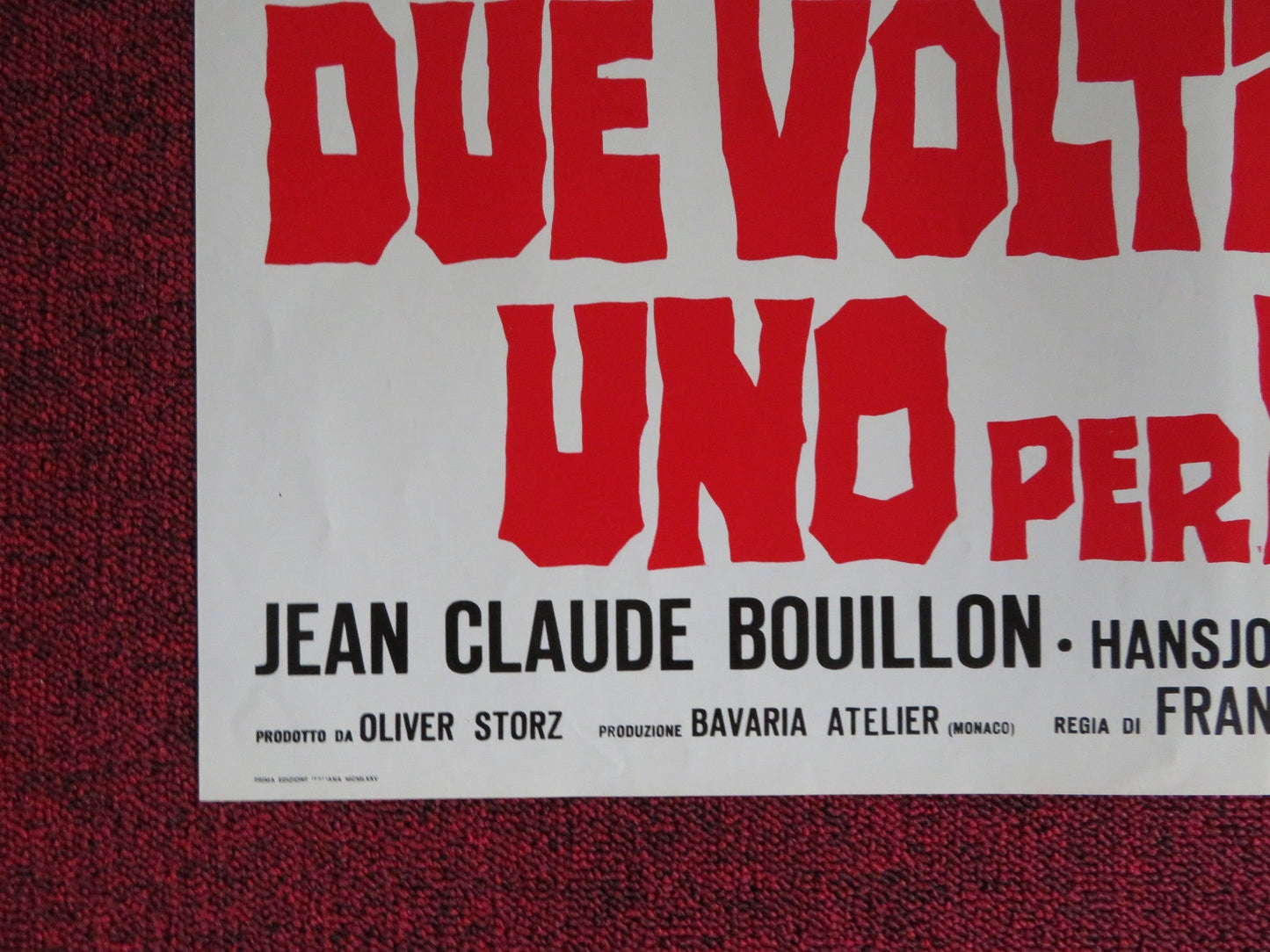 DUE VOLTI PER VIVERE...UNO PER MORIRE ITALIAN FOGLIO POSTER BOUILLON 1972 Rendezvous Cinema Movie posters