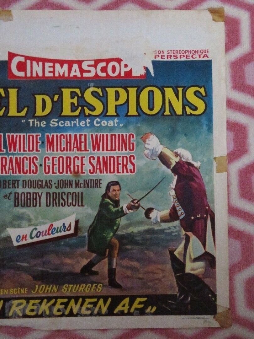 DUEL D'ESPIONS/ THE SCARLET COAT BELGIUM (14.5"x 21.5") POSTER CORNEL WILDE 1955 Movie posters