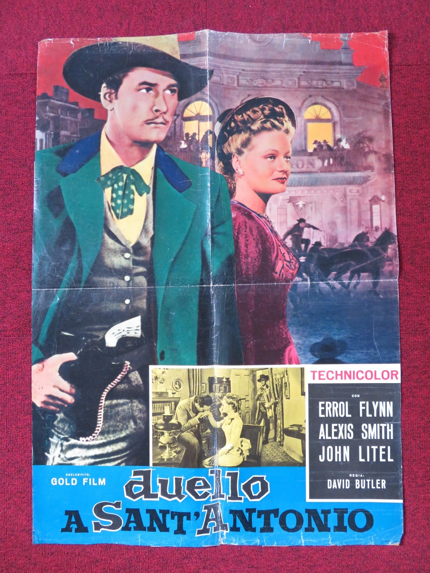DUELLO A SANT ANTONIO ITALIAN FOGLIO POSTER ERROL FLYNN ALEXIS SMITH 1945 Rendezvous Cinema Movie posters
