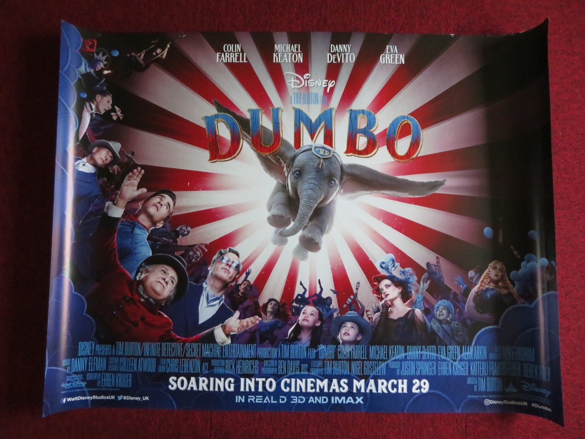 DUMBO UK QUAD (30"x 40") ROLLED POSTER COLIN FARRELL MICHAEL KEATON 2019 Rendezvous Cinema Movie posters