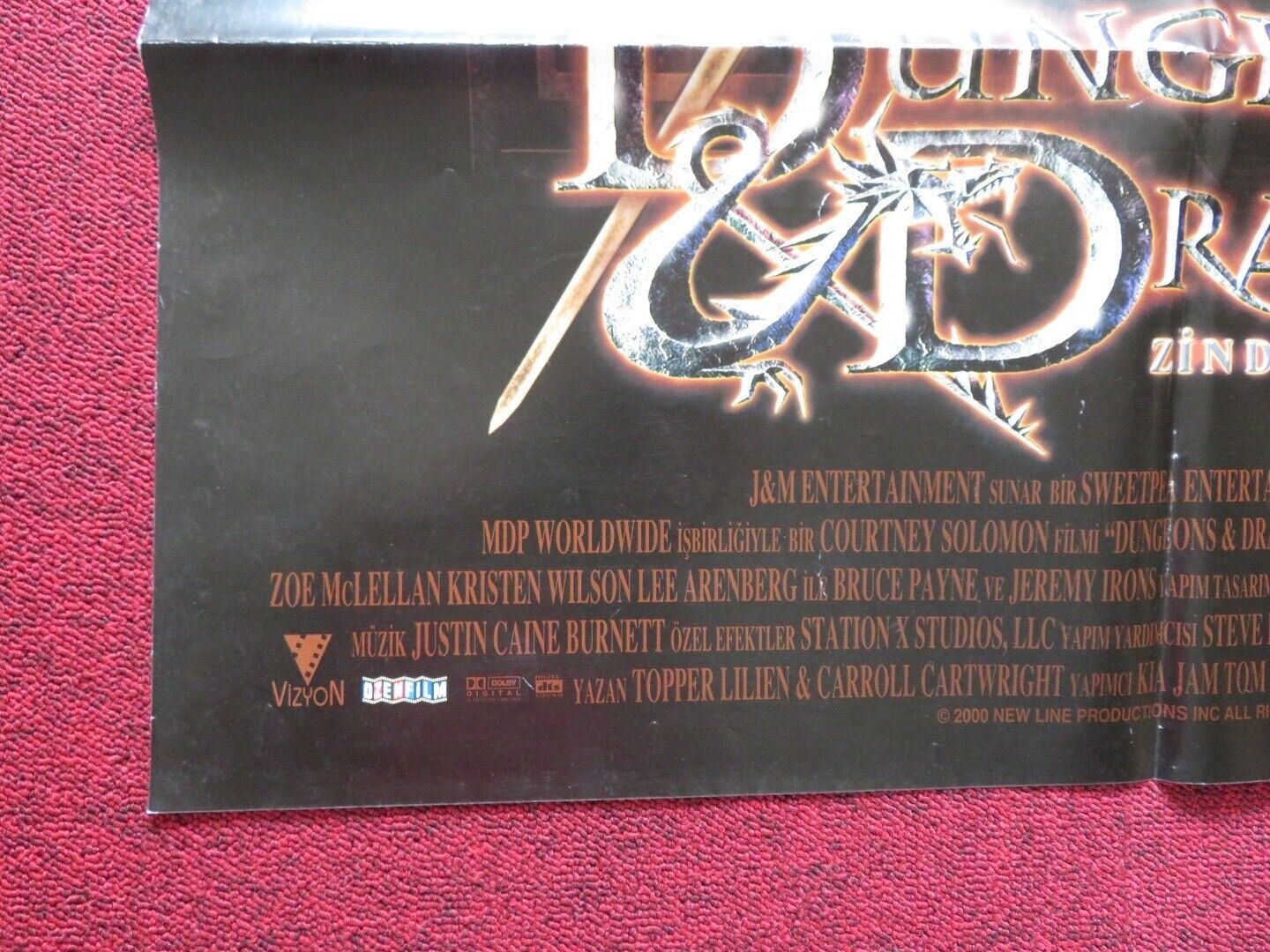 DUNGEONS & DRAGONS FOLDED TURKISH ONE SHEET POSTER JEREMY IRONS BRUCE PAYNE 2000 - Rendezvous Cinema