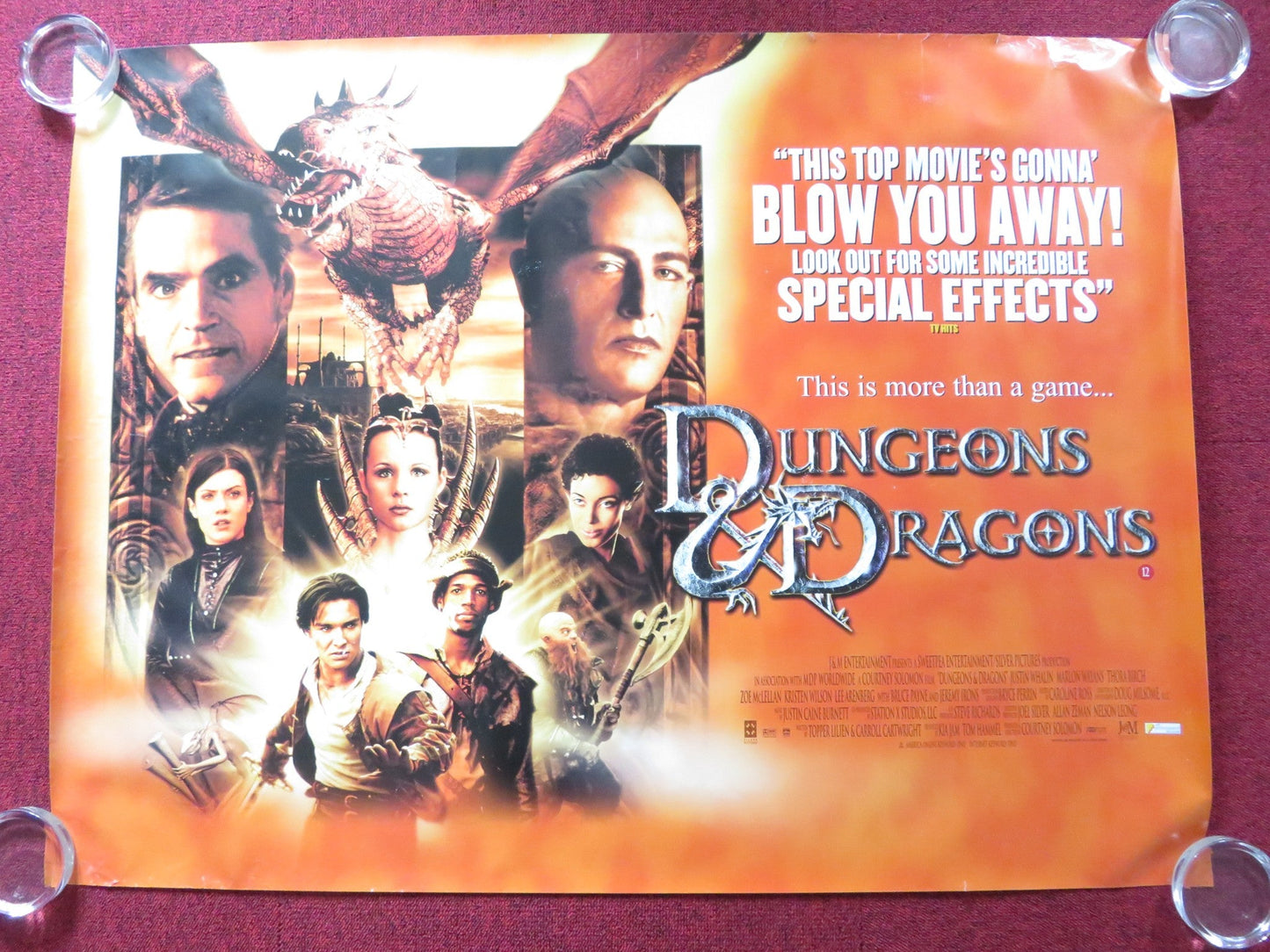 DUNGEONS & DRAGONS UK QUAD (30"x 40") ROLLED POSTER JEREMY IRONS T. BIRCH 2000 Rendezvous Cinema Movie posters