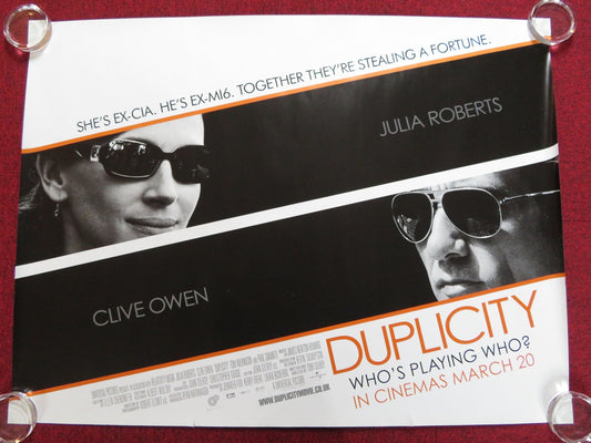 DUPLICITY UK QUAD (30"x 40") ROLLED POSTER CLIVE OWEN JULIA ROBERTS 2009 Rendezvous Cinema Movie posters