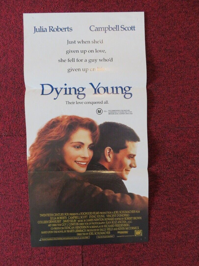 DYING YOUNG FOLDED AUSTRALIAN DAYBILL POSTER Julia Roberts Joel Schumacher 1991 Movie posters