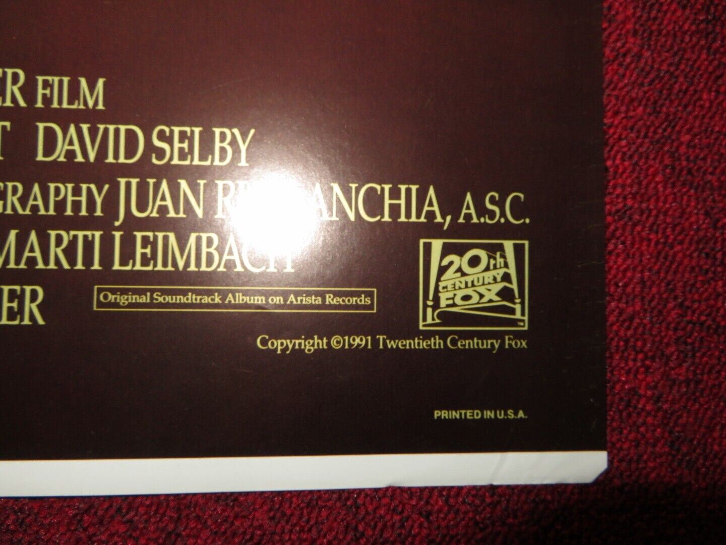 DYING YOUNG FOLDED US ONE SHEET POSTER JULIA ROBERTS CAMPBELL SCOTT 1991 Movie posters