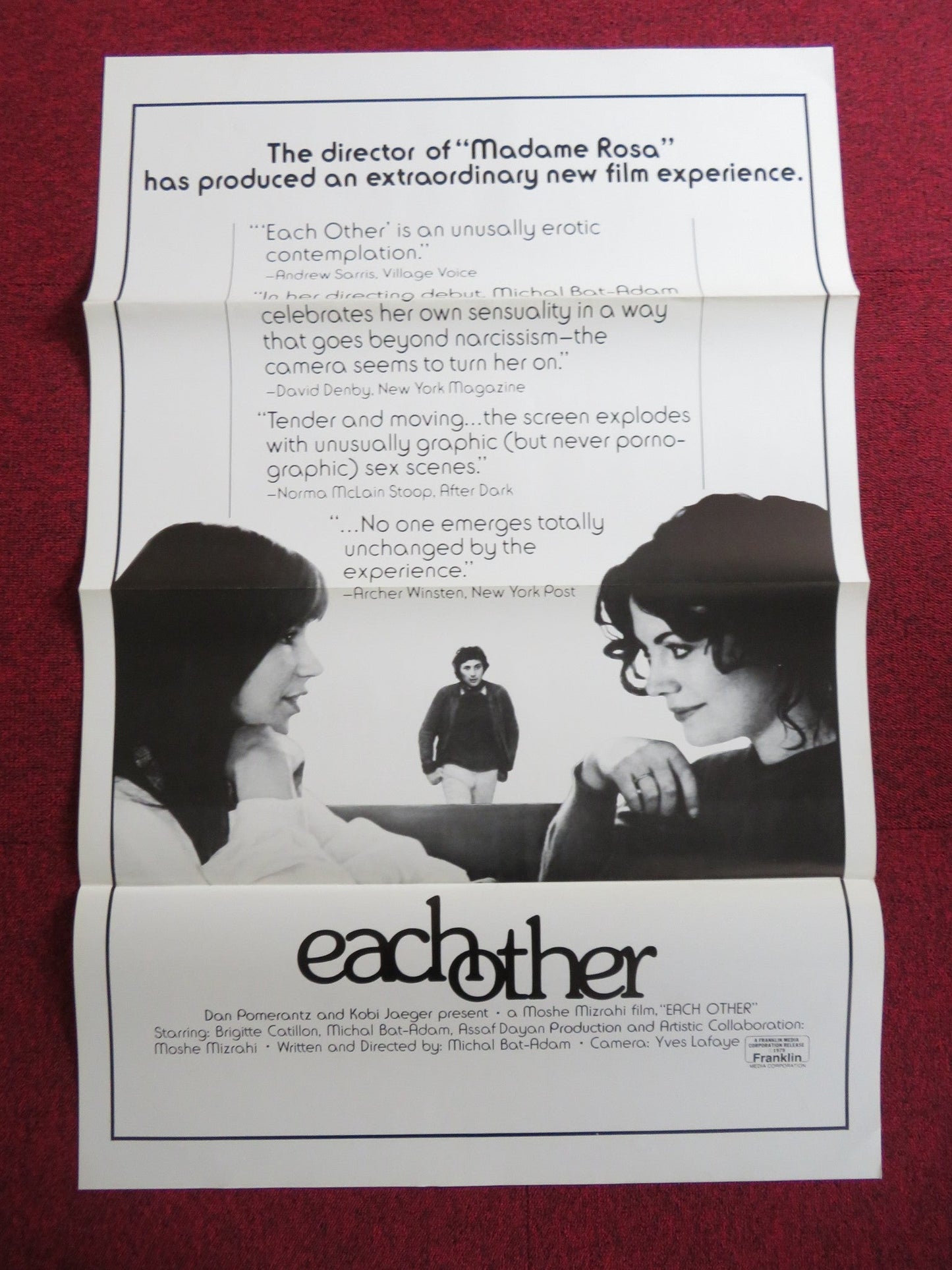 EACH OTHER US TRI FOLDED ONE SHEET ROLLED POSTER MICHAL - BAT ADAM B CATILLON 1979 Rendezvous Cinema Movie posters