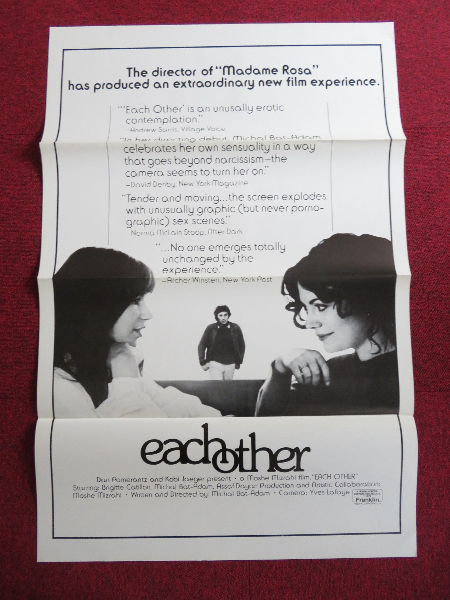 EACH OTHER US TRI FOLDED ONE SHEET ROLLED POSTER MICHAL - BAT ADAM B CATILLON 1979 Rendezvous Cinema Movie posters