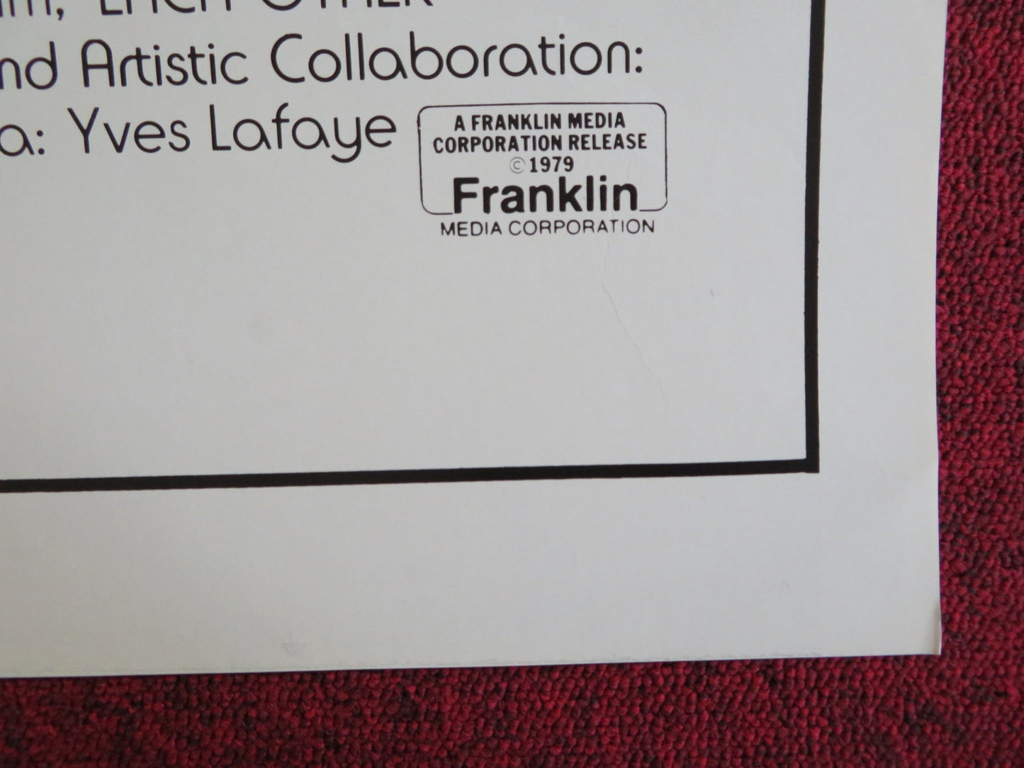 EACH OTHER US TRI FOLDED ONE SHEET ROLLED POSTER MICHAL - BAT ADAM B CATILLON 1979 Rendezvous Cinema Movie posters