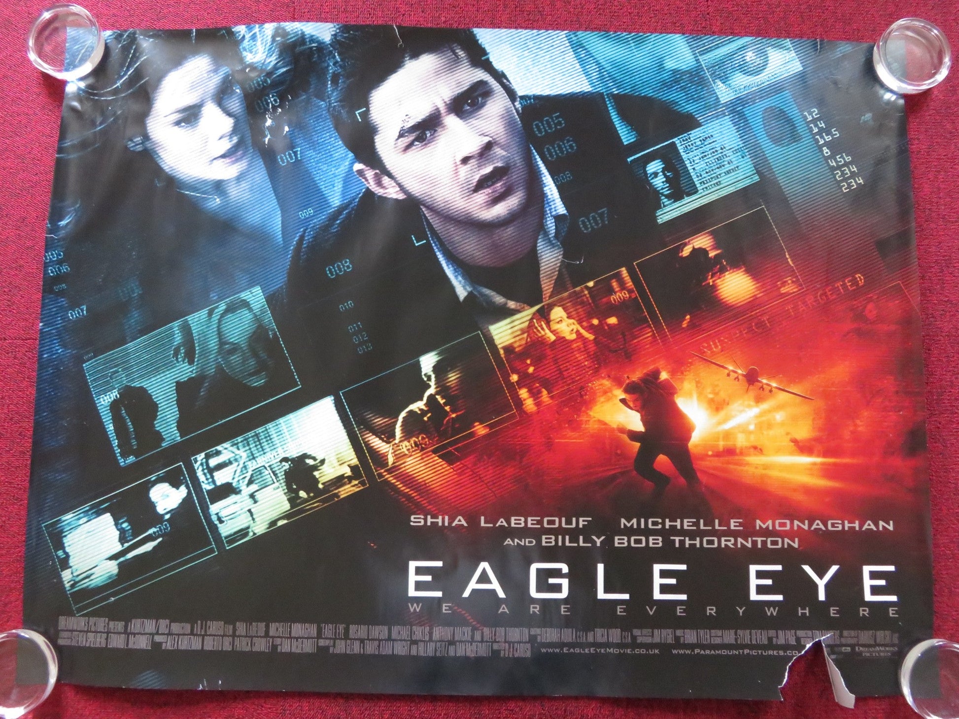 EAGLE EYE QUAD (30"x 40") ROLLED POSTER SHIA LABEOUF MICHELLE MONAGHAN 2008 Rendezvous Cinema Movie posters
