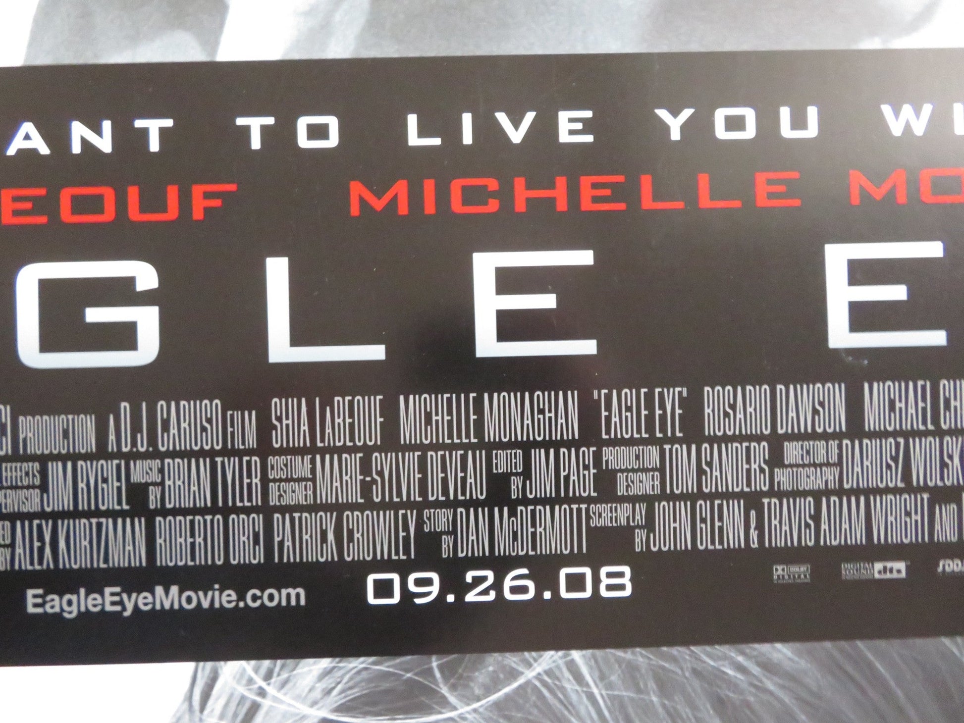 EAGLE EYE US ONE SHEET ROLLED POSTER SHIA LABEOUF MICHELLE MONAGHAN 2008 Rendezvous Cinema Movie posters