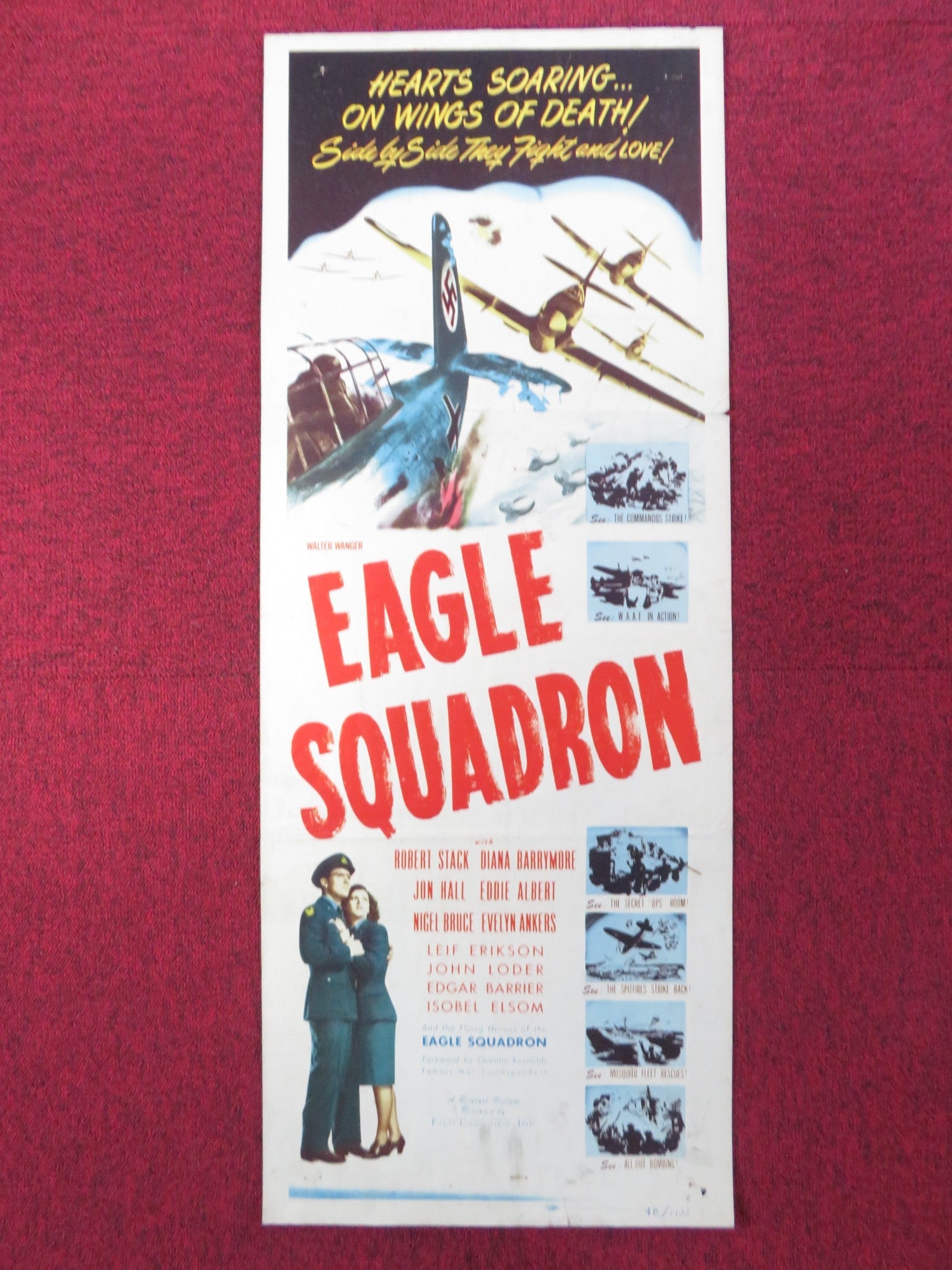 EAGLE SQUADRON US INSERT (14"x 36") POSTER ROBERT STACK DIANA BARRYMORE R1948 Rendezvous Cinema Movie posters