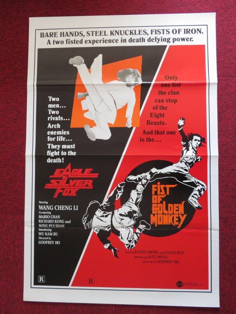EAGLE VS SILVER FOX / FIST OF GOLDEN MONKEY US ONE SHEET ROLLED POSTER 1983 Movie posters