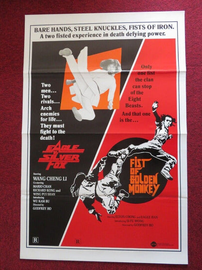 EAGLE VS SILVER FOX / FIST OF GOLDEN MONKEY US ONE SHEET ROLLED POSTER 1983 Movie posters