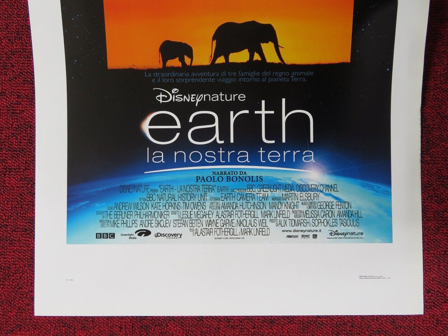EARTH ITALIAN LOCANDINA (27.5"x13") POSTER DISNEY PAOLO BONOLIS 2007 Movie posters