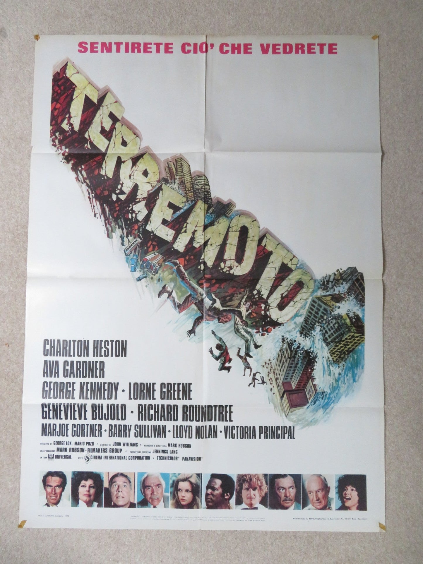 EARTHQUAKE ITALIAN 2 FOGLIO POSTER CHARLTON HESTON AVA GARDNER 1974 Rendezvous Cinema Movie posters