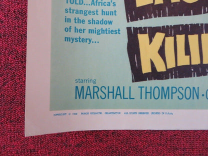 EAST OF KILIMANJARO US HALF SHEET (22"x 28") POSTER MARSHALL THOMPSON 1962 Movie posters