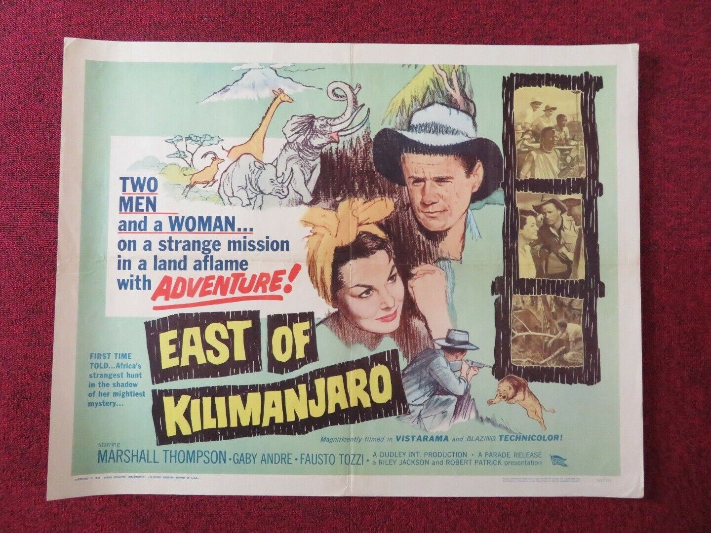 EAST OF KILIMANJARO US HALF SHEET (22"x 28") POSTER MARSHALL THOMPSON 1962 Movie posters
