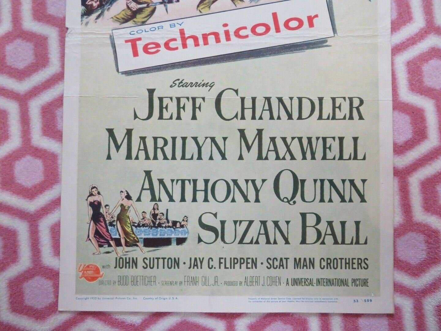 EAST OF SUMATRA US INSERT (14"x 36") POSTER JEFF CHANDLER MARILYN MAXWELL 1953 - Rendezvous Cinema