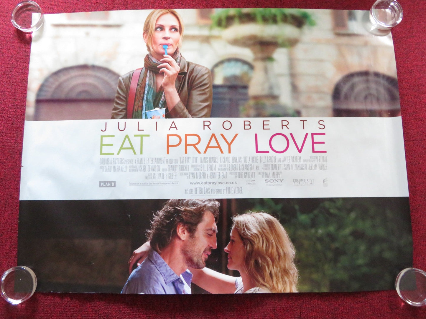 EAT PRAY LOVE UK QUAD ROLLED POSTER JULIA ROBERTS BILLY CRUDUP 2010 Rendezvous Cinema Movie posters