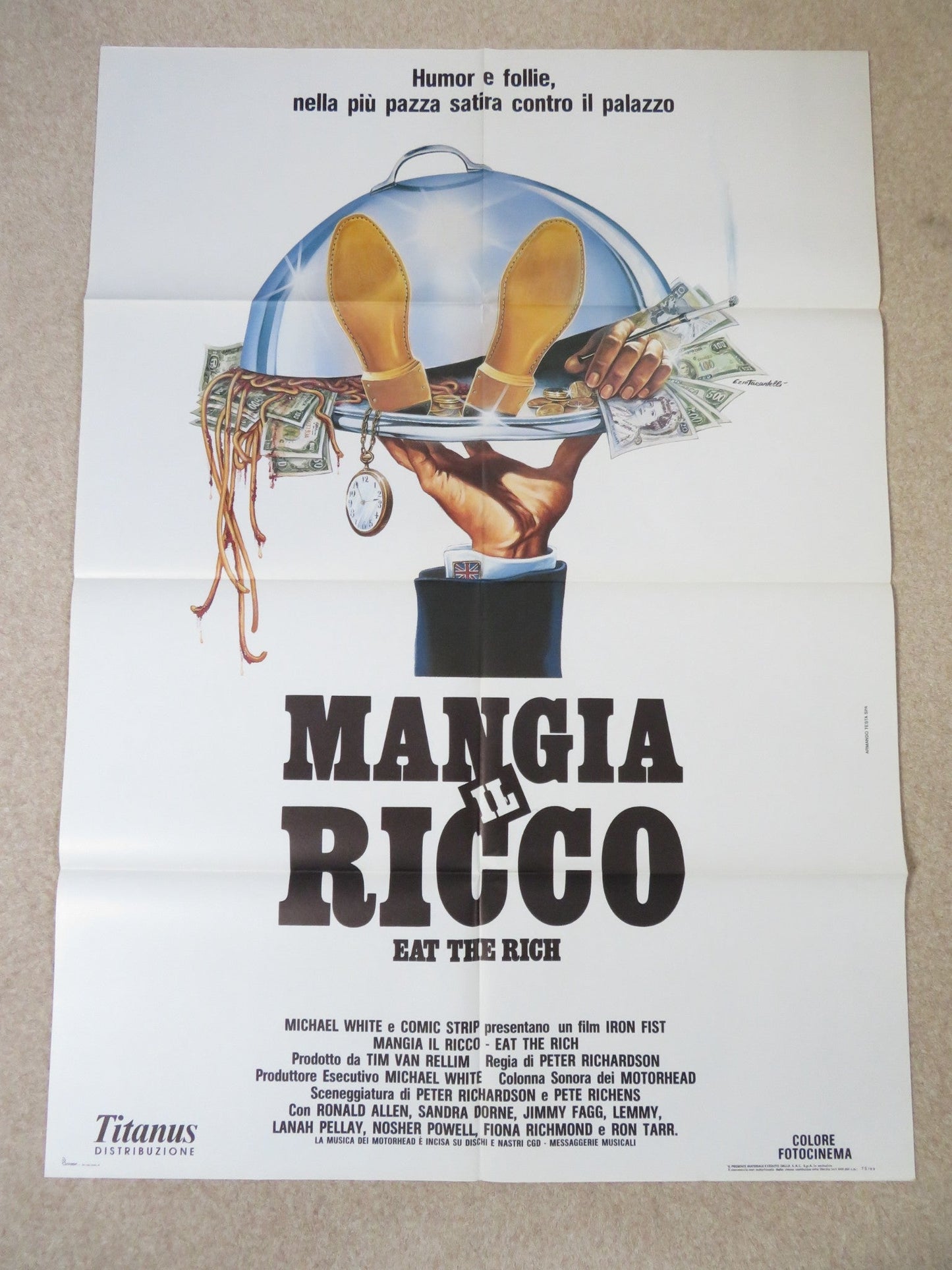 EAT THE RICH ITALIAN 2 FOGLIO POSTER NOSHER POWELL KEVIN ALLEN 1987 Rendezvous Cinema Movie posters