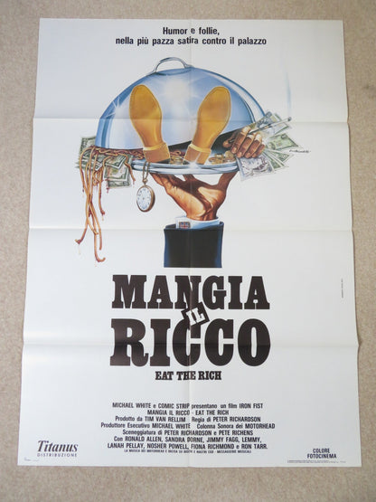 EAT THE RICH ITALIAN 2 FOGLIO POSTER NOSHER POWELL KEVIN ALLEN 1987 Rendezvous Cinema Movie posters