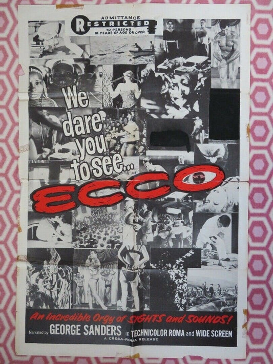 ECCO / THIS SHOCKING WORLD US ONE SHEET POSTER GEORGE SANDERS 1963 - Rendezvous Cinema