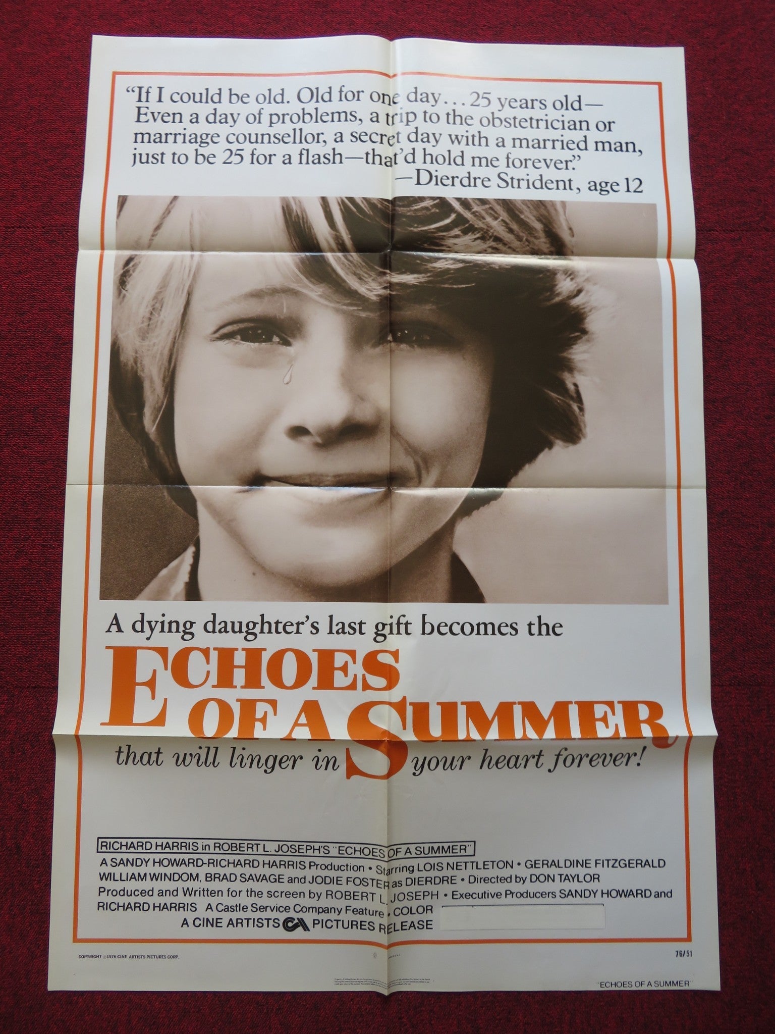 ECHOES OF A SUMMER FOLDED US ONE SHEET POSTER RICHARD HARRIS LOIS NETTLETON 1976 Rendezvous Cinema Movie posters