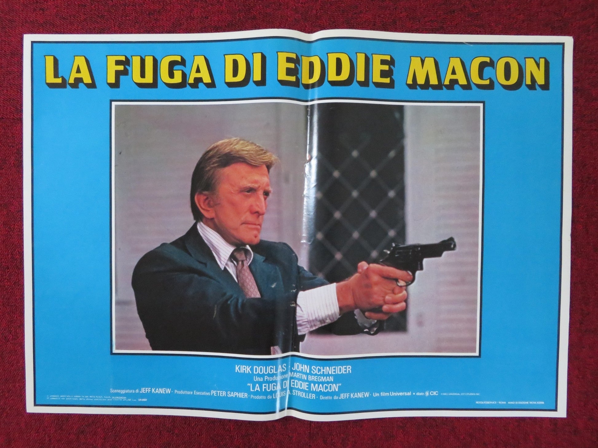 EDDIE MACON'S RUN - A ITALIAN FOTOBUSTA POSTER KIRK DOUGLAS JOHN SCHNEIDER 1983 Rendezvous Cinema Movie posters