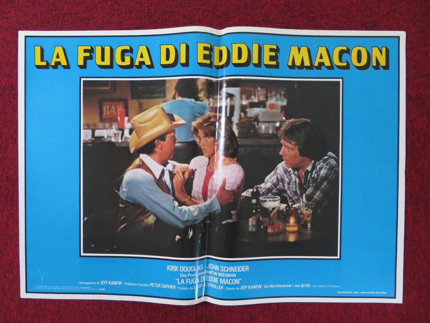 EDDIE MACON'S RUN - C ITALIAN FOTOBUSTA POSTER KIRK DOUGLAS JOHN SCHNEIDER 1983 Rendezvous Cinema Movie posters