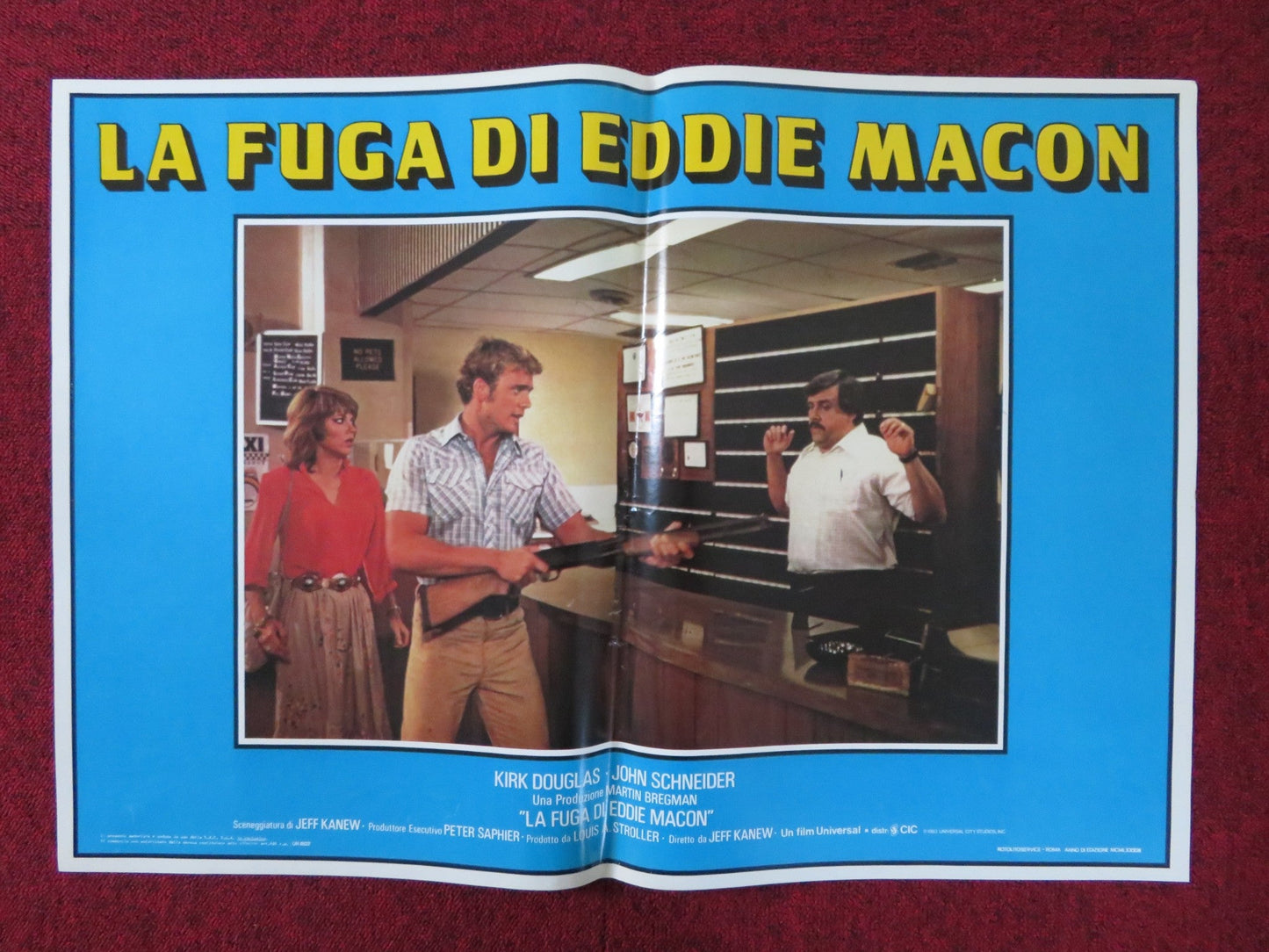 EDDIE MACON'S RUN - F ITALIAN FOTOBUSTA POSTER KIRK DOUGLAS JOHN SCHNEIDER 1983 Rendezvous Cinema Movie posters