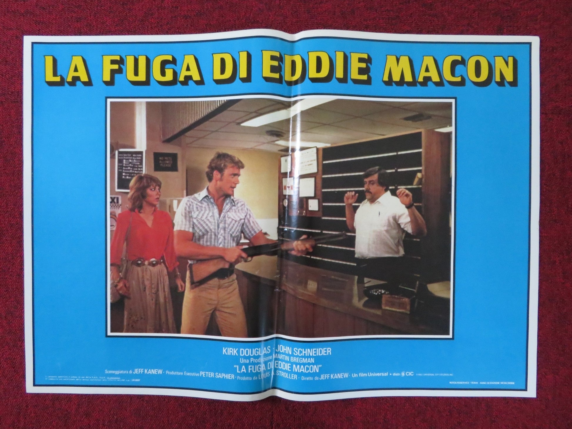 EDDIE MACON'S RUN - F ITALIAN FOTOBUSTA POSTER KIRK DOUGLAS JOHN SCHNEIDER 1983 Rendezvous Cinema Movie posters