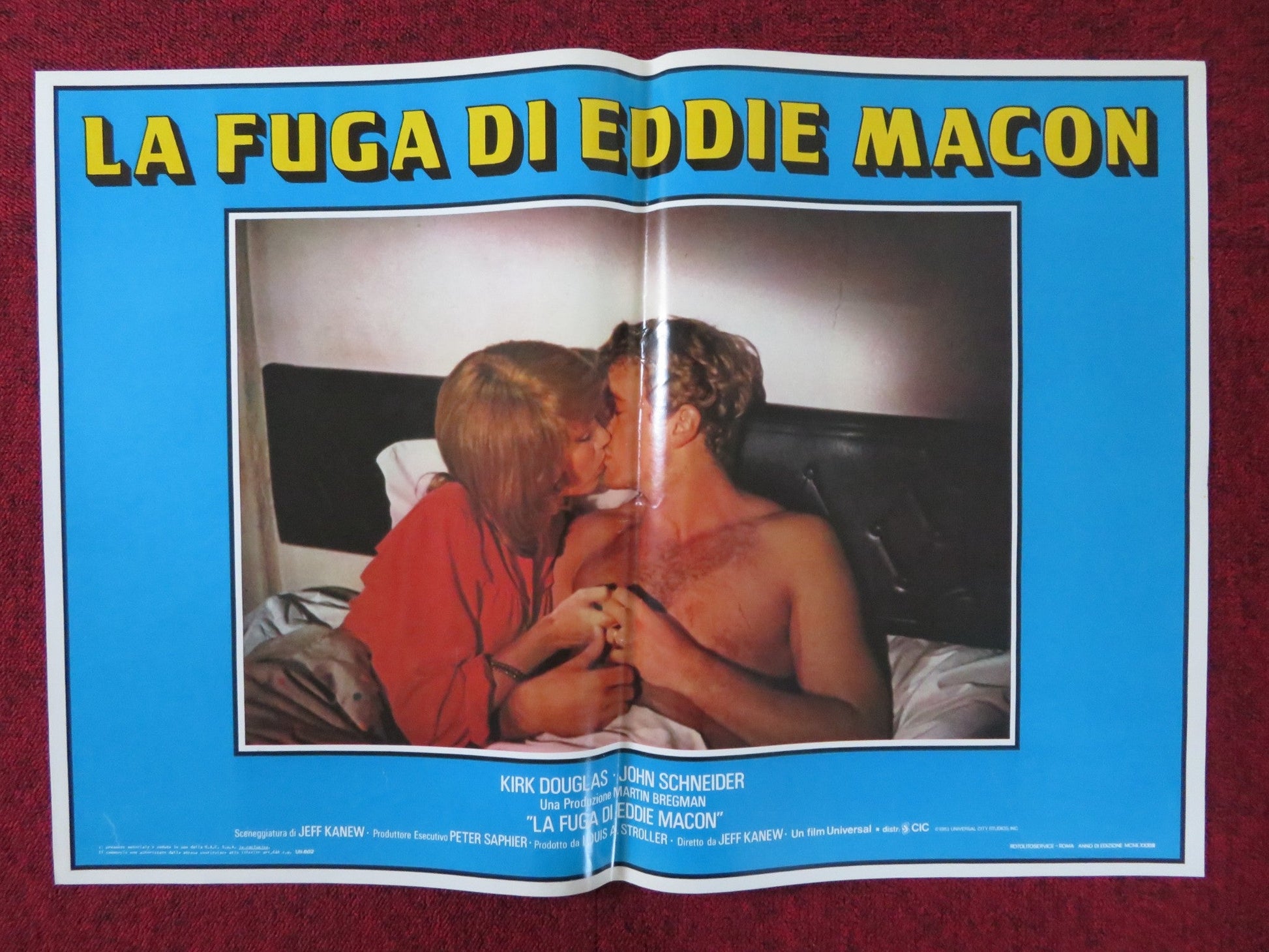 EDDIE MACON'S RUN - H ITALIAN FOTOBUSTA POSTER KIRK DOUGLAS JOHN SCHNEIDER 1983 Rendezvous Cinema Movie posters