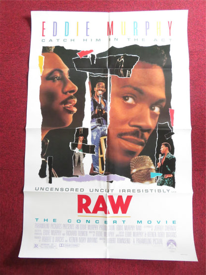 EDDIE MURPHY: RAW FOLDED US ONE SHEET POSTER SAMUEL L. JACKSON 1987 Rendezvous Cinema Movie posters