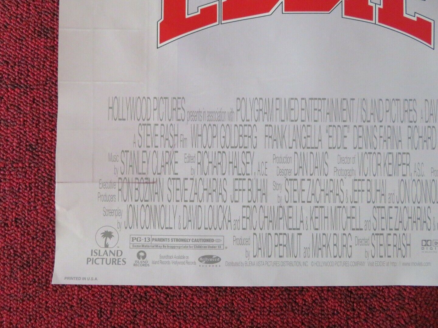 EDDIE US ROLLED (27"x18.5") POSTER WHOOPI GOLDBERG FRANK LANGELLA 1996 Movie posters